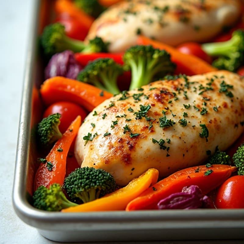 Sheet Pan Herb-Roasted Chicken and Rainbow Vegetables
