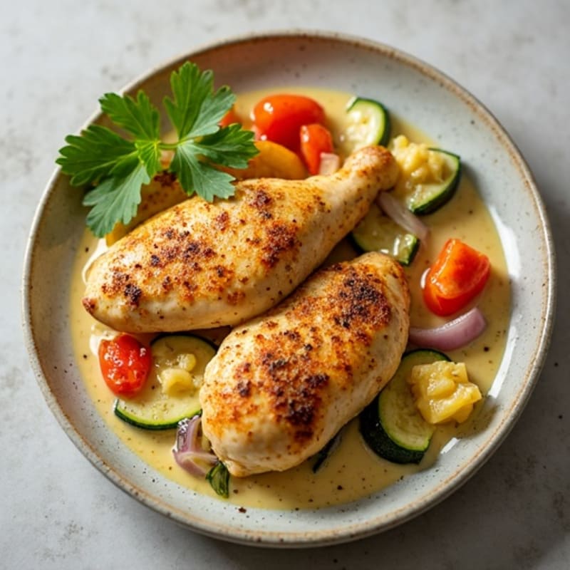 Creamy Coconut Chicken with Spiced Vegetables