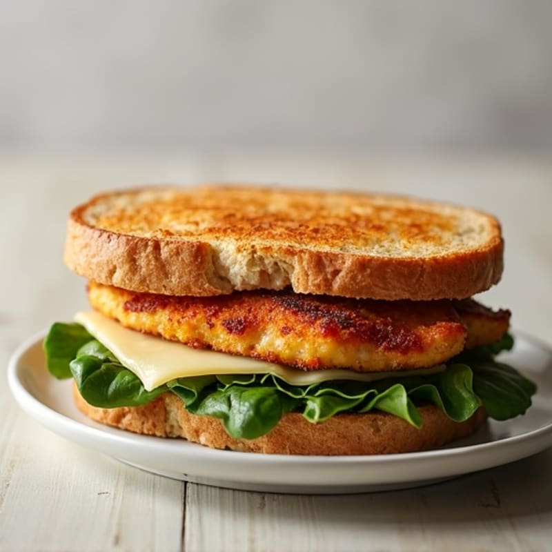 Crispy Whole Wheat Grilled Chicken and Spinach Sandwich with Melty Provolone