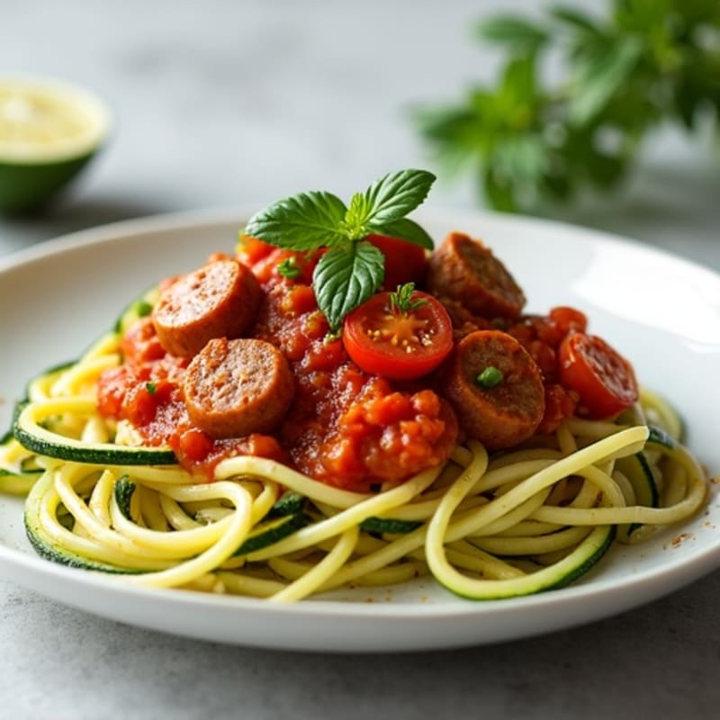 Lean Turkey Sausage Ragu with Zucchini Noodles