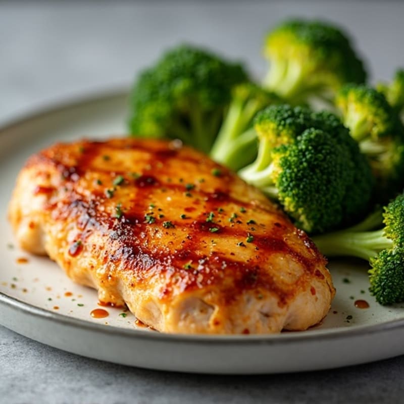 Crispy Baked Chicken with Sweet and Savory Glaze and Roasted Broccoli