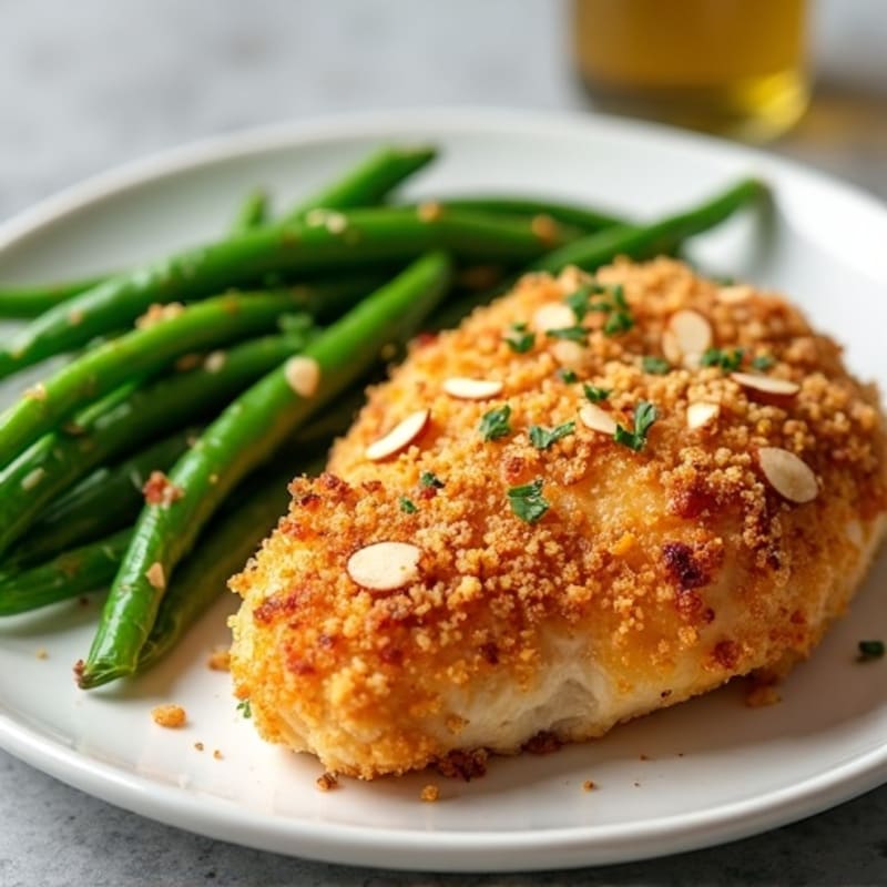 Crispy Buttermilk Baked Chicken with Roasted Green Beans
