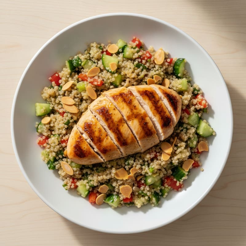 Grilled Chicken Breast with Crunchy Quinoa Salad