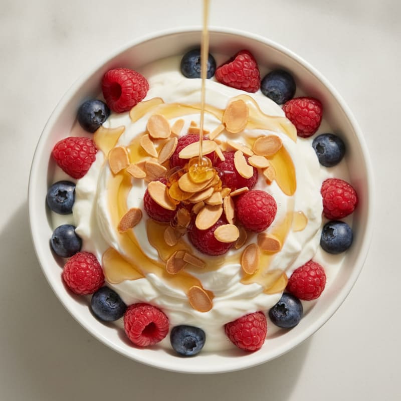 Creamy Greek Yogurt Parfait with Mixed Berries and Almonds