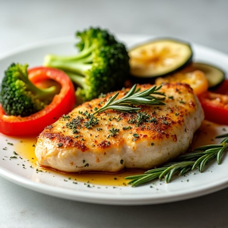 Herb-Crusted Pan Seared Chicken with Roasted Vegetables