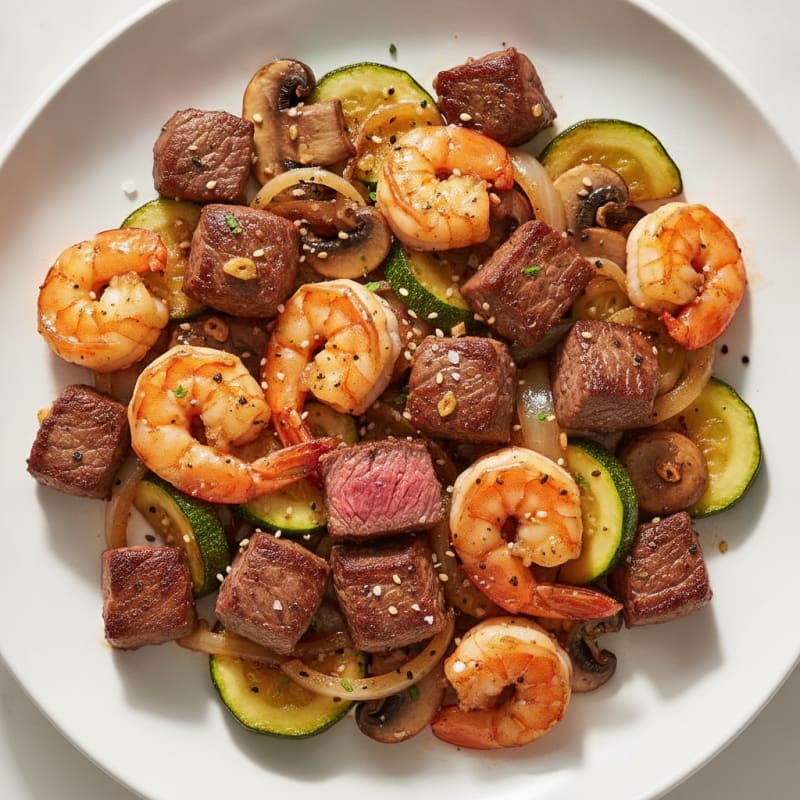Hibachi-Style Steak and Shrimp with Vegetables
