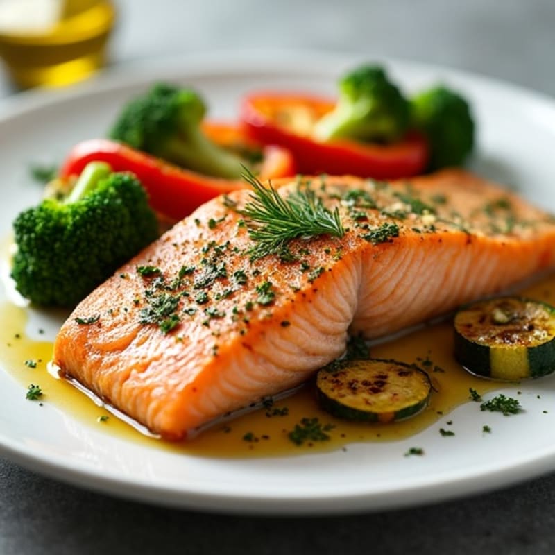 Herb-Crusted Baked Salmon with Roasted Vegetables