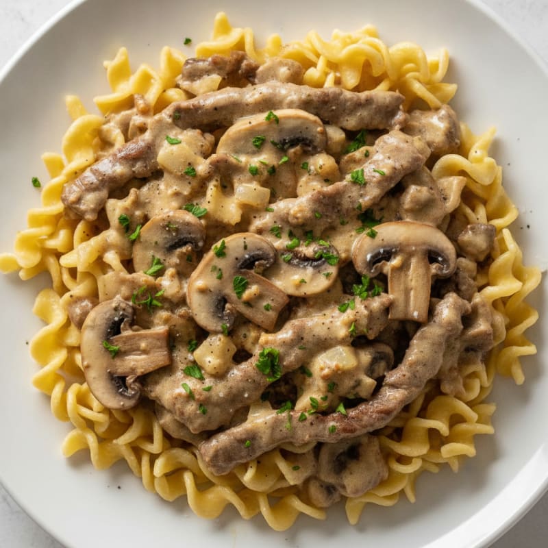 Classic Beef Stroganoff with Egg Noodles