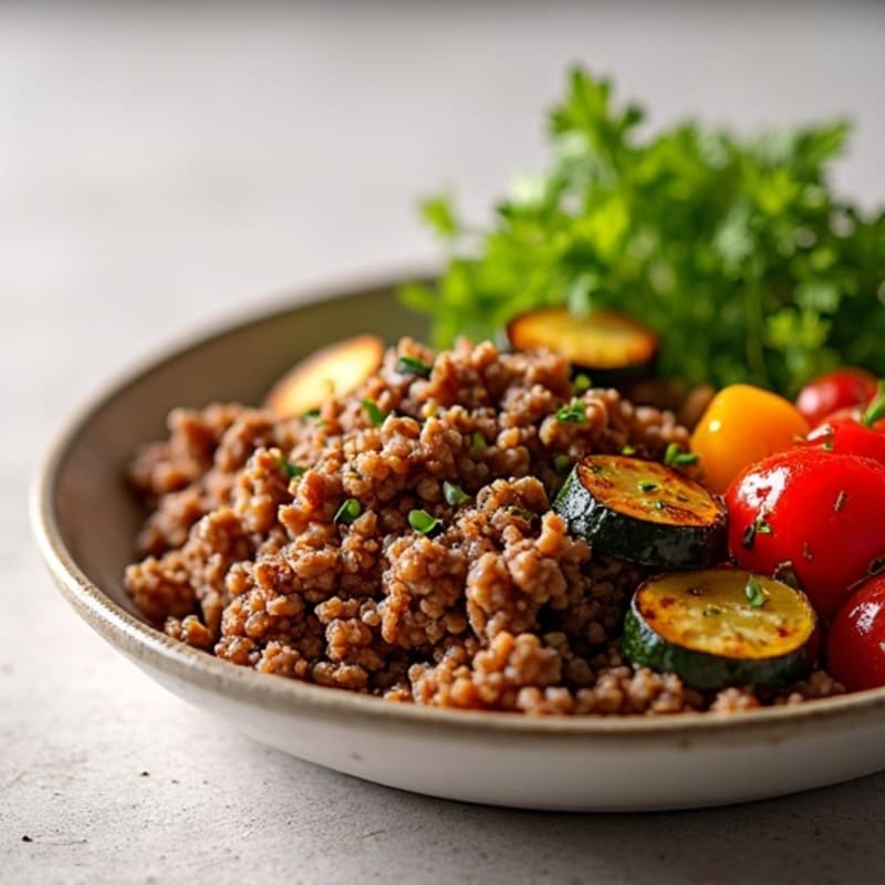 Savory Lean Ground Beef with Roasted Vegetables