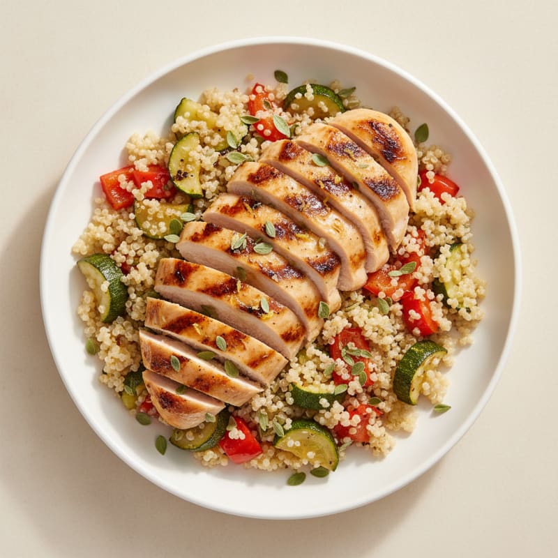 Grilled Chicken and Quinoa Bowl with Roasted Vegetables