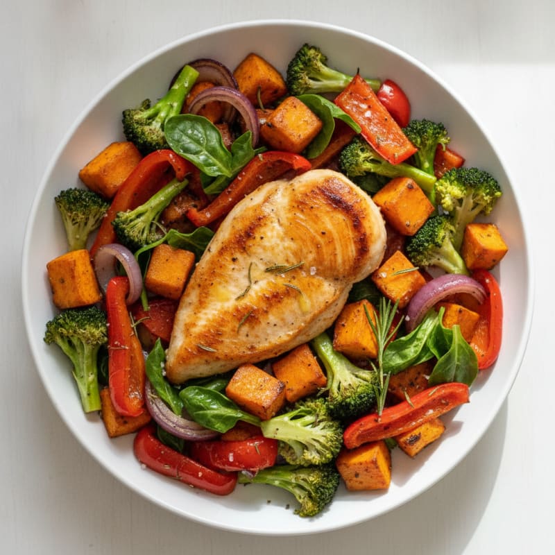 Pan-Seared Chicken with Roasted Vegetables