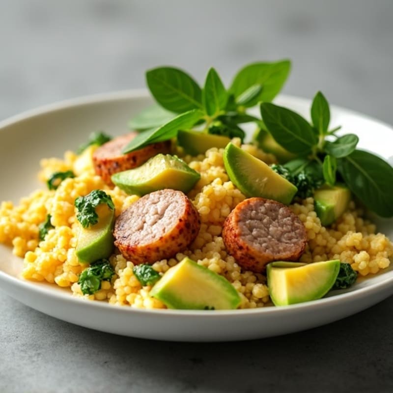 Egg White and Turkey Sausage Scramble with Spinach