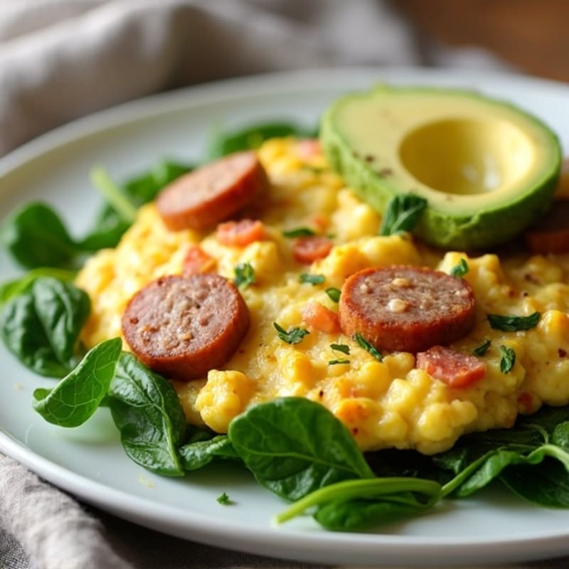 Egg White and Turkey Sausage Scramble with Spinach