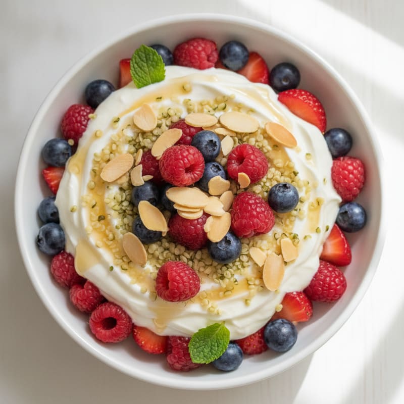 Greek Yogurt Protein Parfait with Mixed Berries