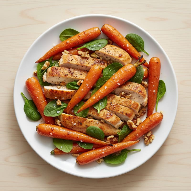 Caramelized Maple-Glazed Roasted Carrots and Chicken