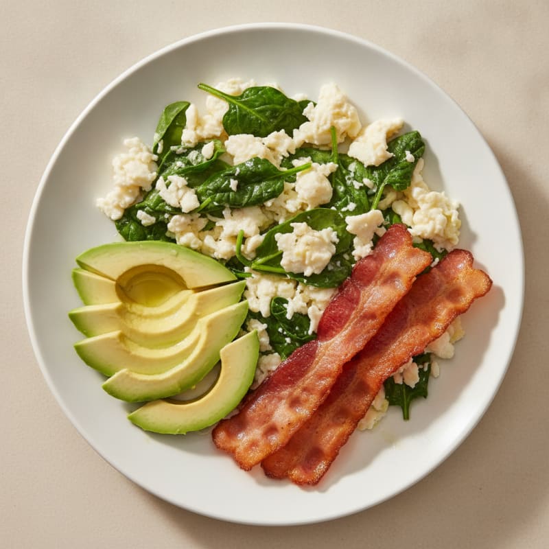 Egg White Scramble with Spinach and Turkey Bacon
