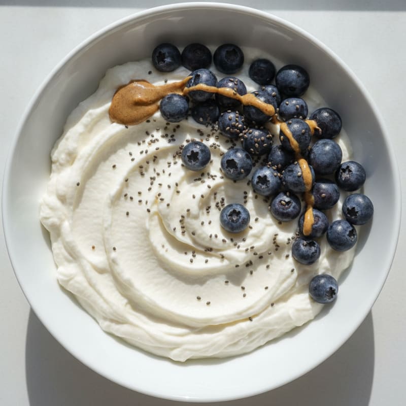 Silky Protein Yogurt Bowl with Berries and Chia Seeds