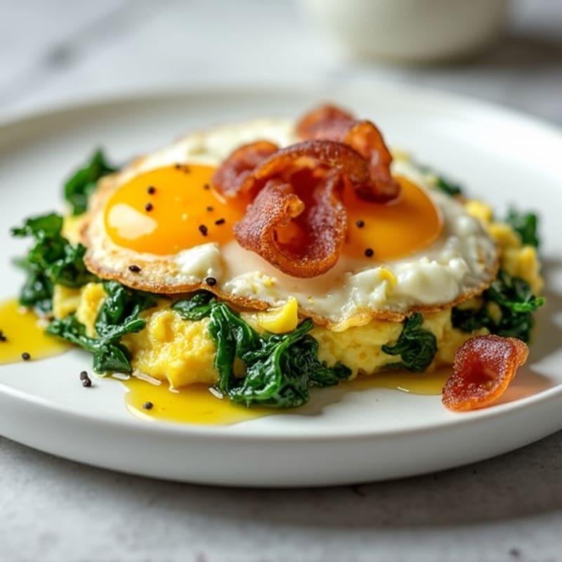 Cottage Cheese Scramble with Spinach and Turkey Bacon