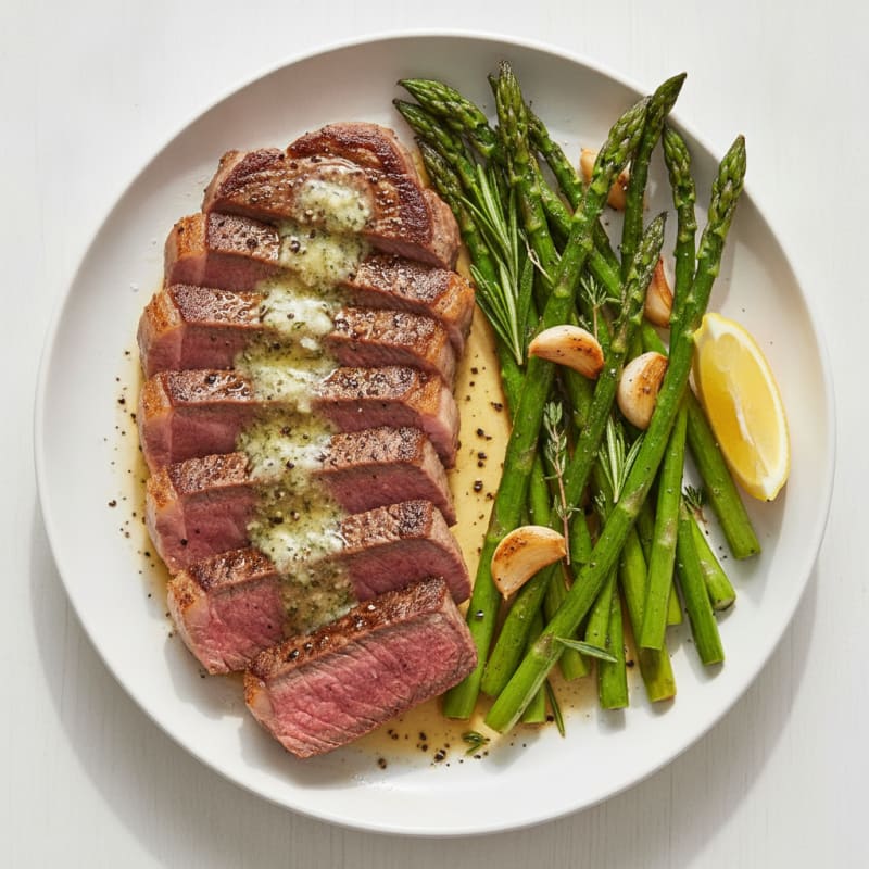 Pan-Seared Striploin with Garlic Herb Butter
