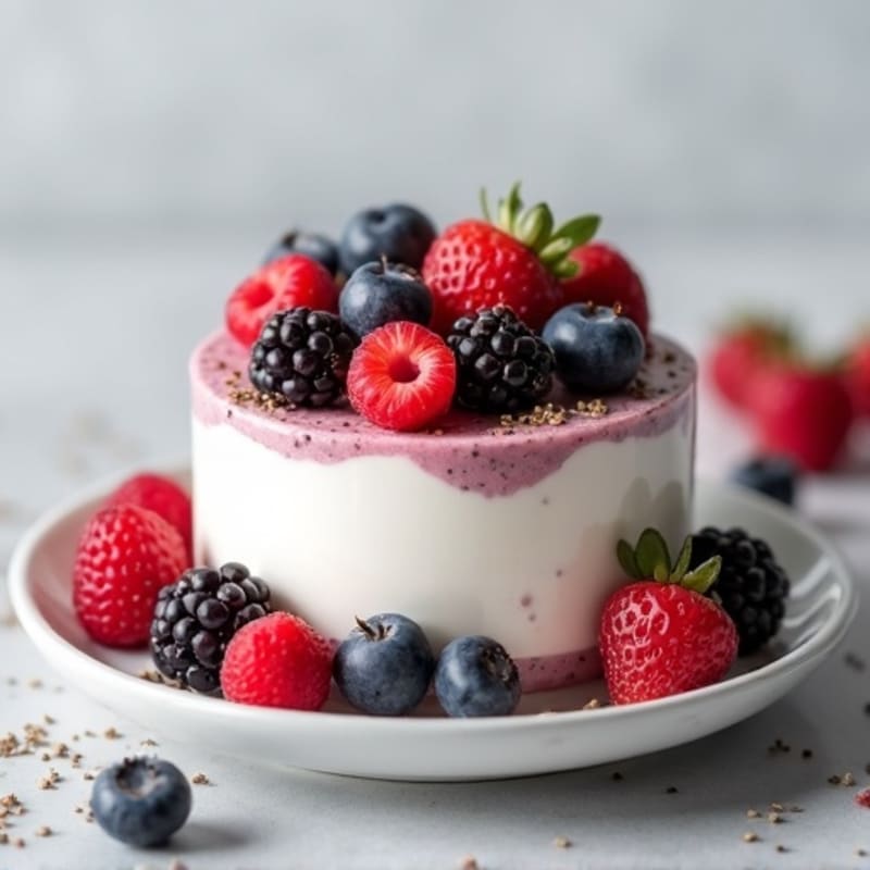 Greek Yogurt Protein Pudding with Mixed Berries