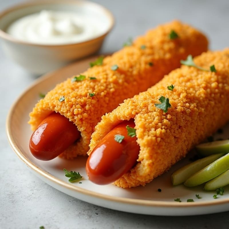 Crispy Baked Turkey Dogs with Golden Cornmeal Crust