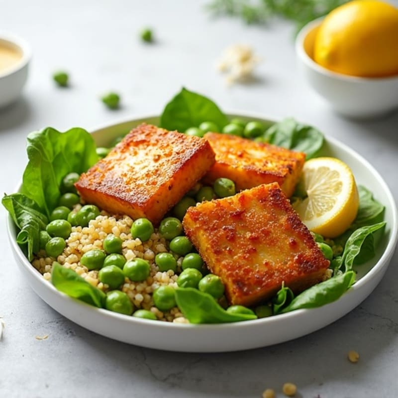 Crispy Tofu and Edamame Power Salad with Quinoa