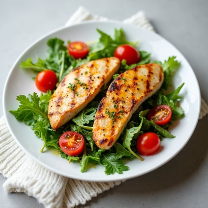 Grilled Chicken Breast Salad with Mixed Greens and Lemon Vinaigrette