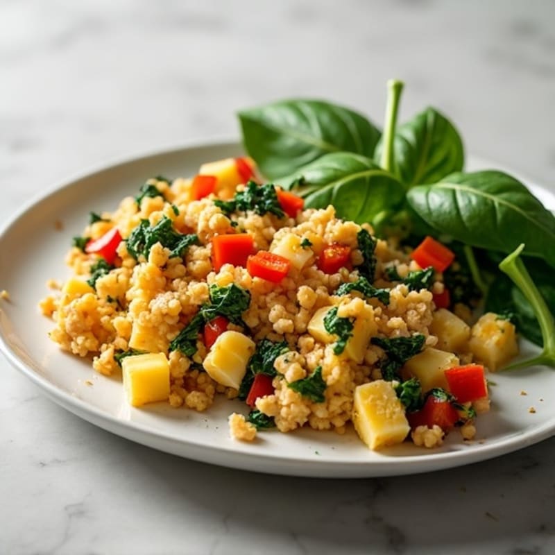 Turkey Egg White Scramble with Spinach and Roasted Peppers