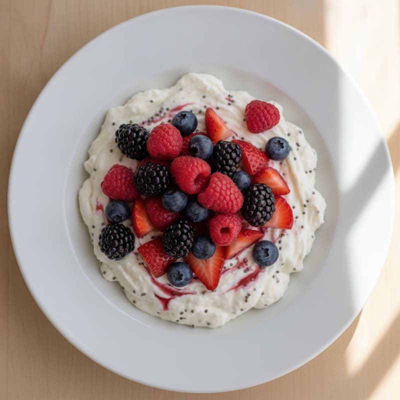 Silky Greek Yogurt Protein Pudding with Mixed Berries