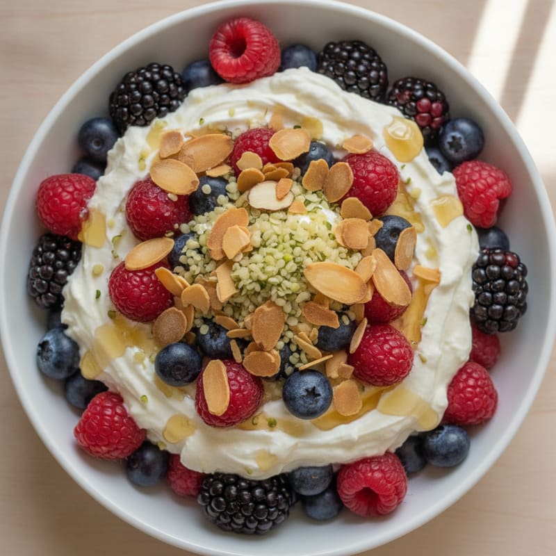 Silky Greek Yogurt Protein Parfait with Mixed Berries