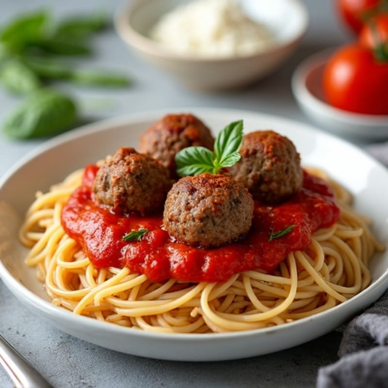 Hearty Lean Beef Meatballs with Whole Wheat Spaghetti and Fresh Tomato Sauce