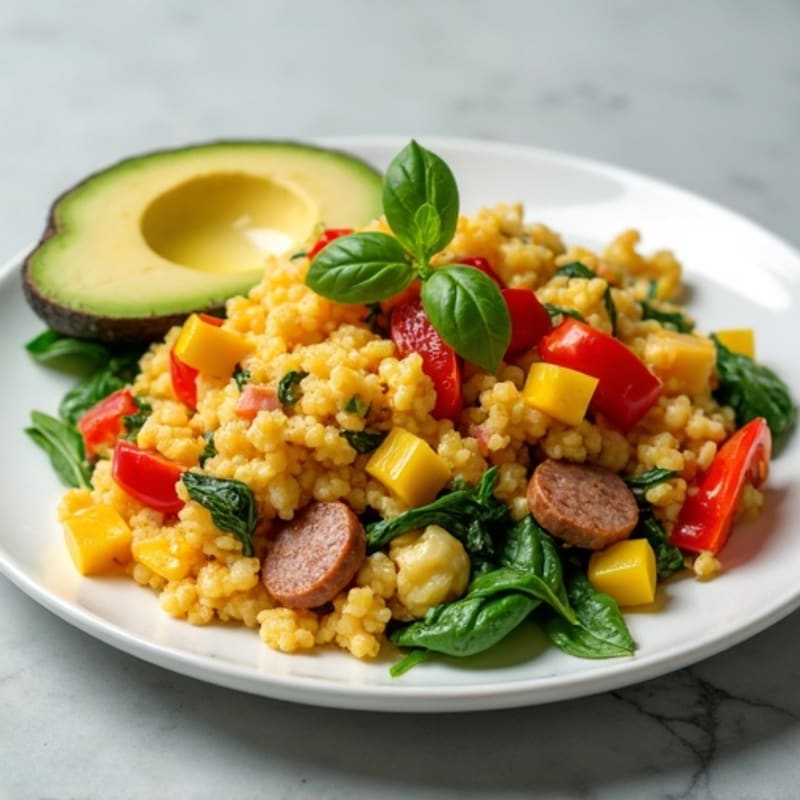 Egg White Veggie Scramble with Turkey Sausage