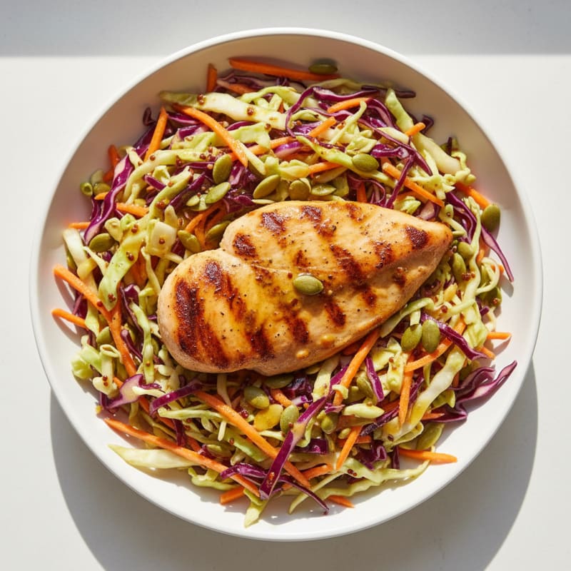 Grilled Chicken Breast with Crunchy Cabbage Slaw