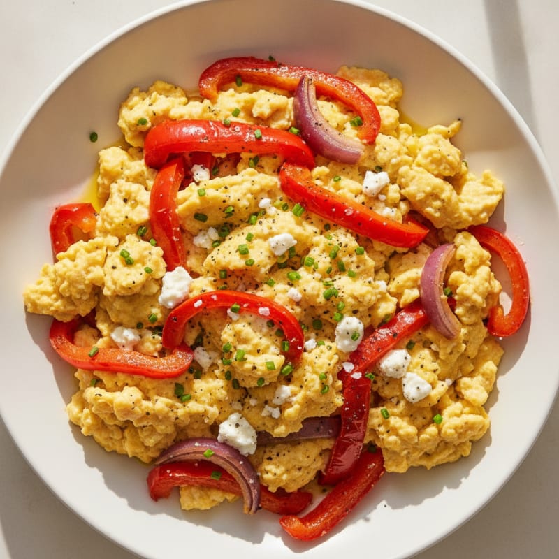 Hearty Scrambled Eggs with Roasted Vegetables