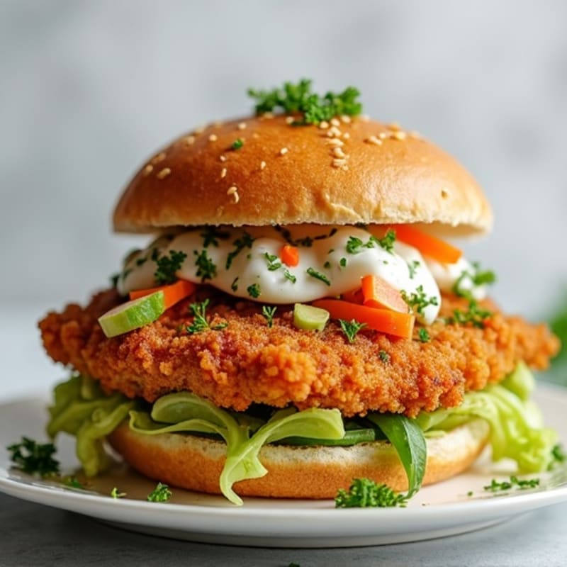 Crispy Air-Fried Chicken Sandwich with Herb Slaw
