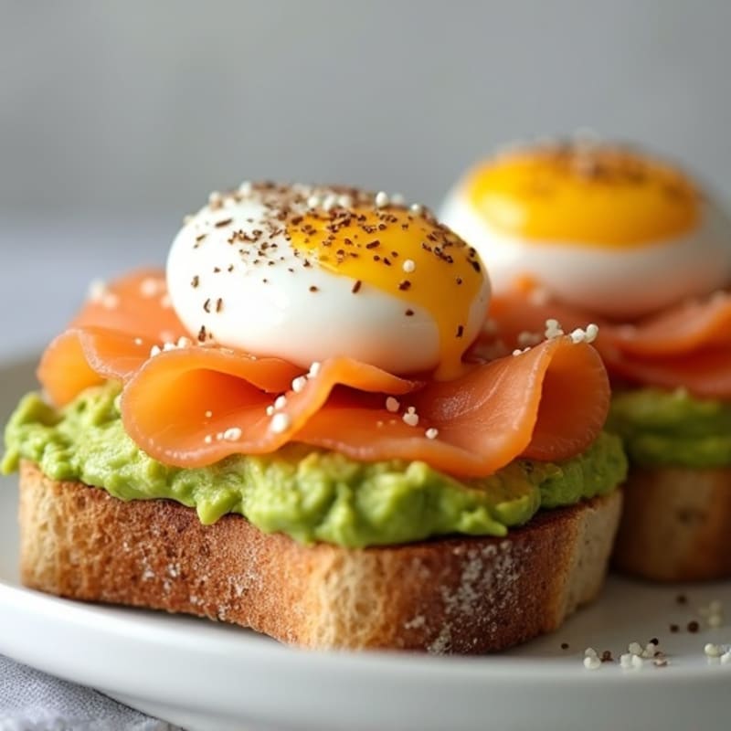 Creamy Avocado Toast with Poached Egg and Smoked Salmon