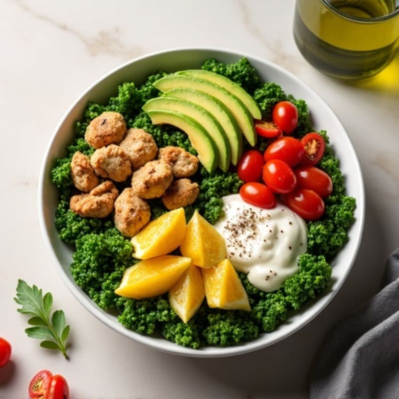 Crunchy Avocado Kale Bowl with Citrus Vinaigrette
