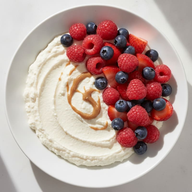Silky Cottage Cheese Protein Mousse with Mixed Berries