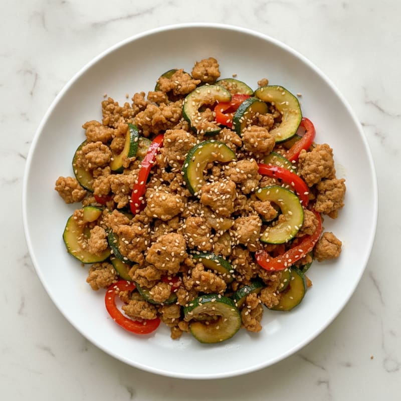 Lean Ground Turkey and Zucchini Stir-Fry