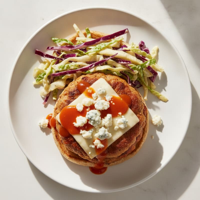 Buffalo Blue Cheese Burger with Tangy Slaw