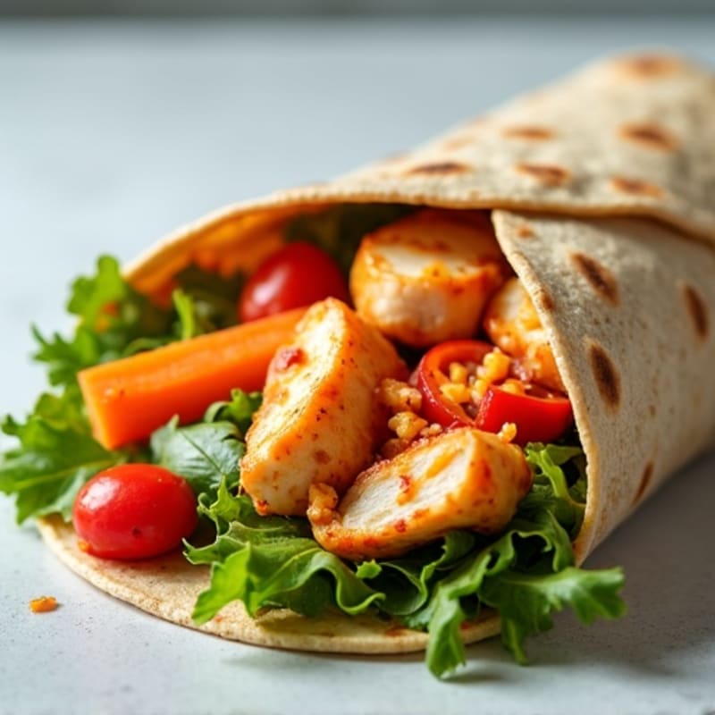 Healthy Buffalo Chicken Wrap with Fresh Veggies