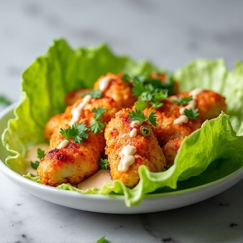 Crispy Buffalo Ranch Chicken Lettuce Wraps