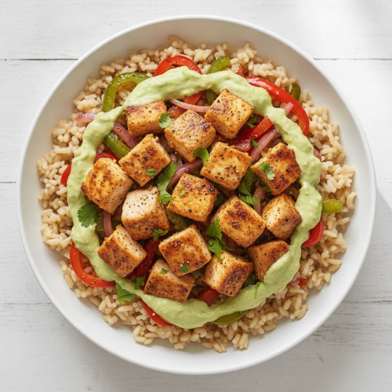 Chicken Taco Bowl with Avocado Crema