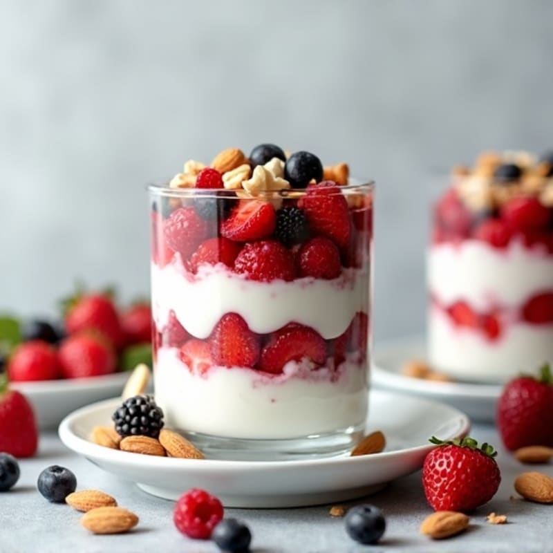 Creamy Greek Yogurt Protein Parfait with Mixed Berries and Almonds