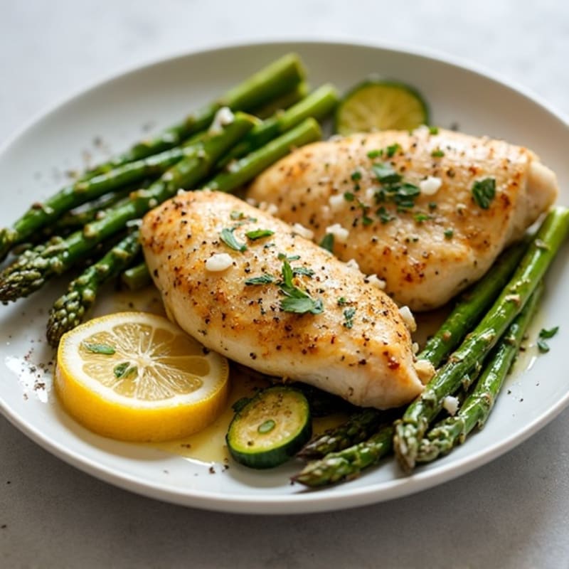 Sheet Pan Lemon Herb Chicken with Roasted Asparagus and Zucchini