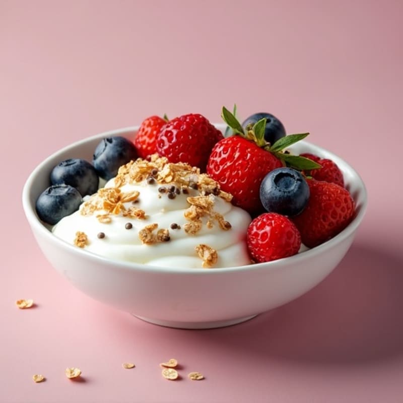 Crunchy Homemade Granola with Creamy Greek Yogurt and Fresh Berries