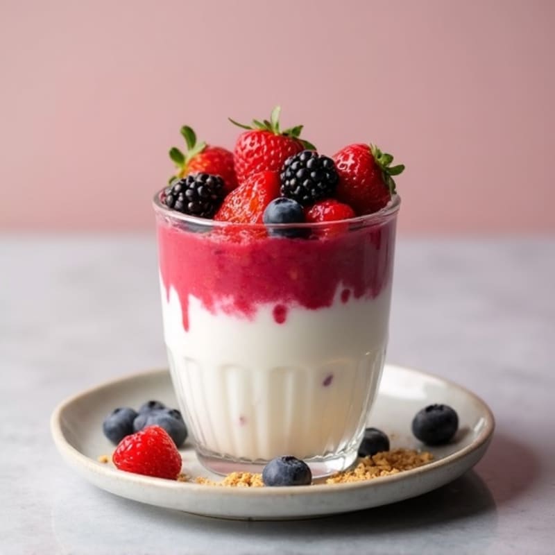 Greek Yogurt Protein Parfait with Mixed Berries and Almond Butter
