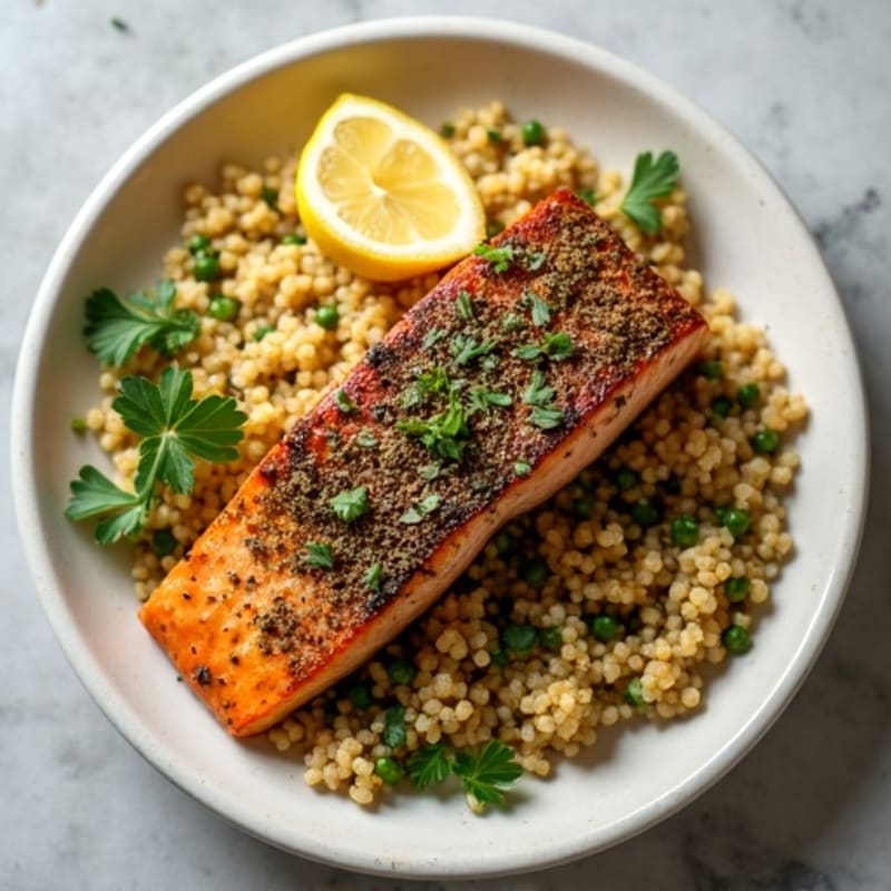 Herb-Crusted Pan Seared Salmon with Quinoa