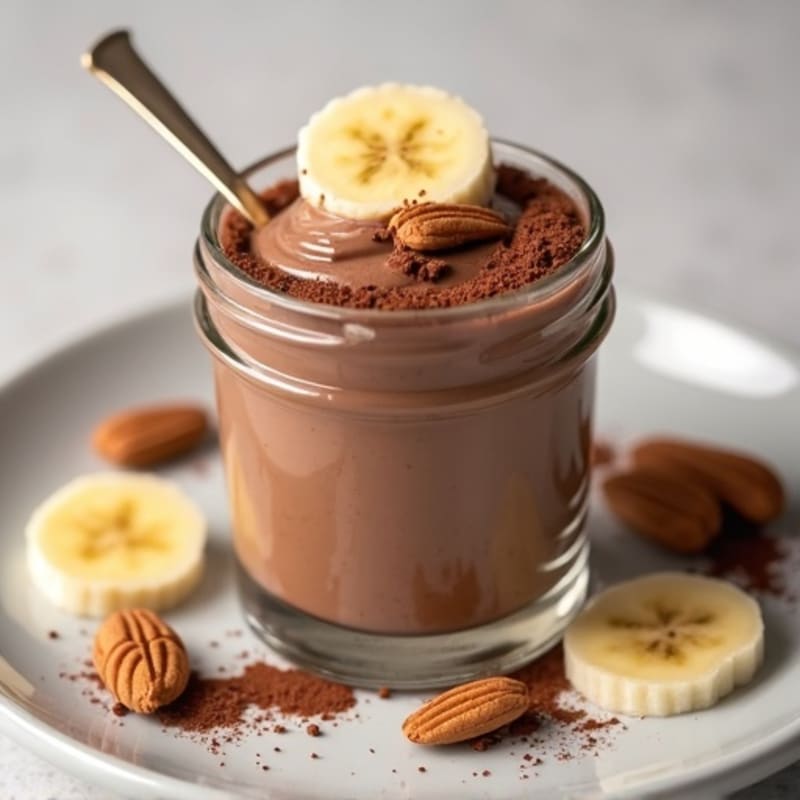 Chocolate Protein Pudding with Sliced Bananas