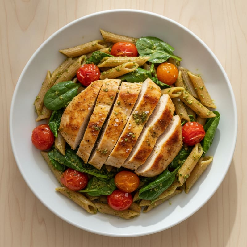 Pesto Chicken and Tomato Pasta